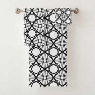Schwarz-Weiß-Geometrie Badhandtuch Set