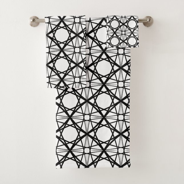 Schwarz-Weiß-Geometrie Badhandtuch Set (Insitu)