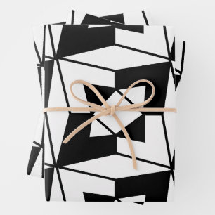 Schwarz-Weiß-Geometrie Geschenkpapier Set