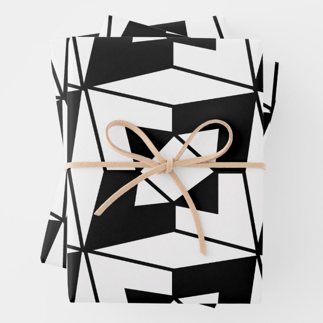 Schwarz-Weiß-Geometrie Geschenkpapier Set (Beispiel)