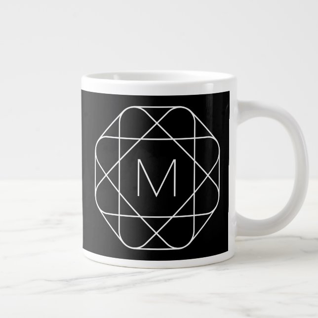 Schwarz-Weiß-Geometrie Jumbo-Tasse (Rechts)