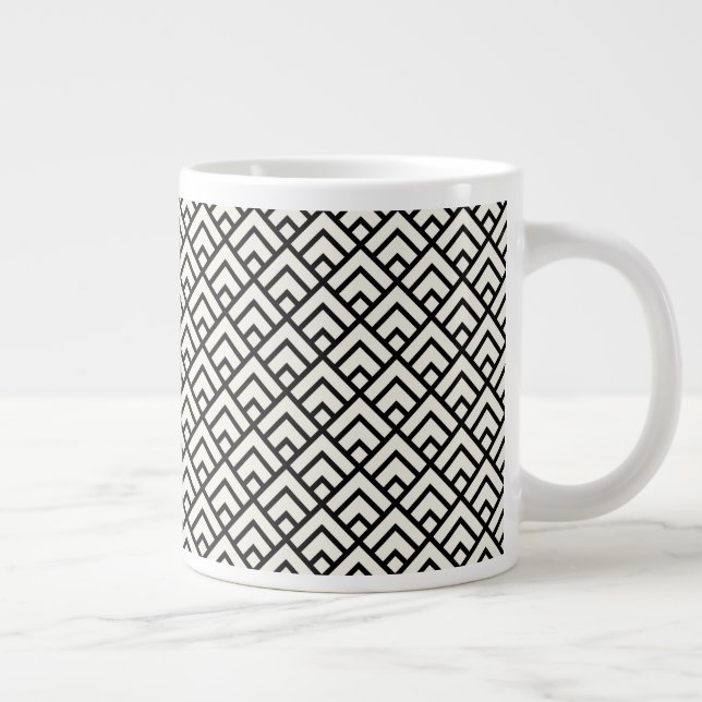 Schwarz-Weiß-Geometrie Jumbo-Tasse (Rechts)