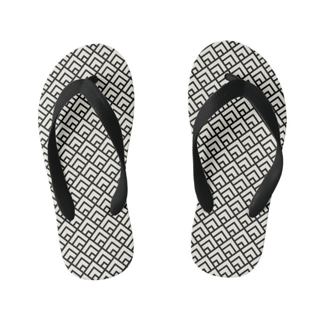 Schwarz-Weiß-Geometrie Kinderbadesandalen (Fußbett)