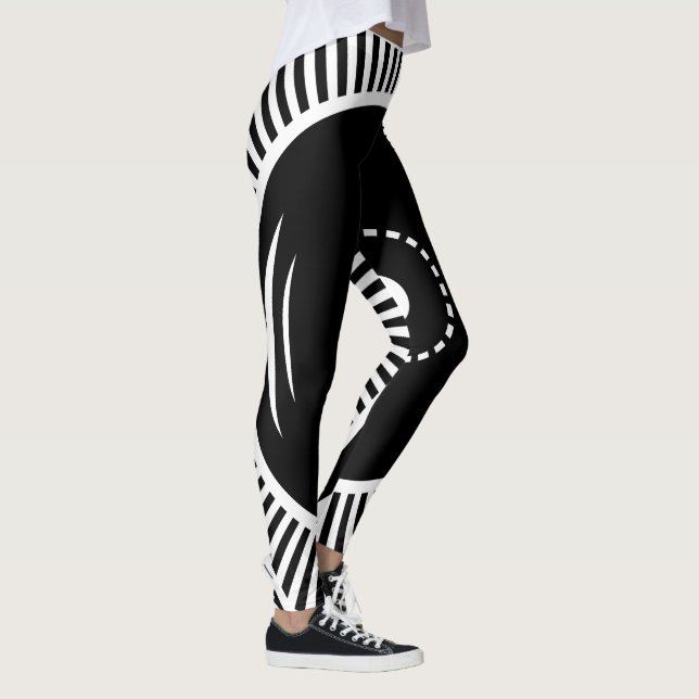 Schwarz-Weiß-Geometrie Leggings (Rechts)