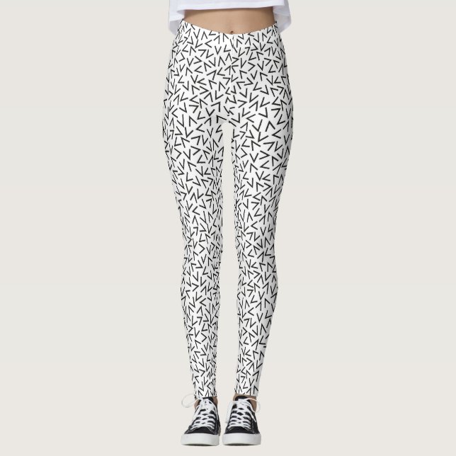 Schwarz-Weiß-Geometrie Leggings (Vorderseite)