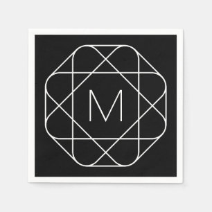 Schwarz-Weiß-Geometrie Serviette