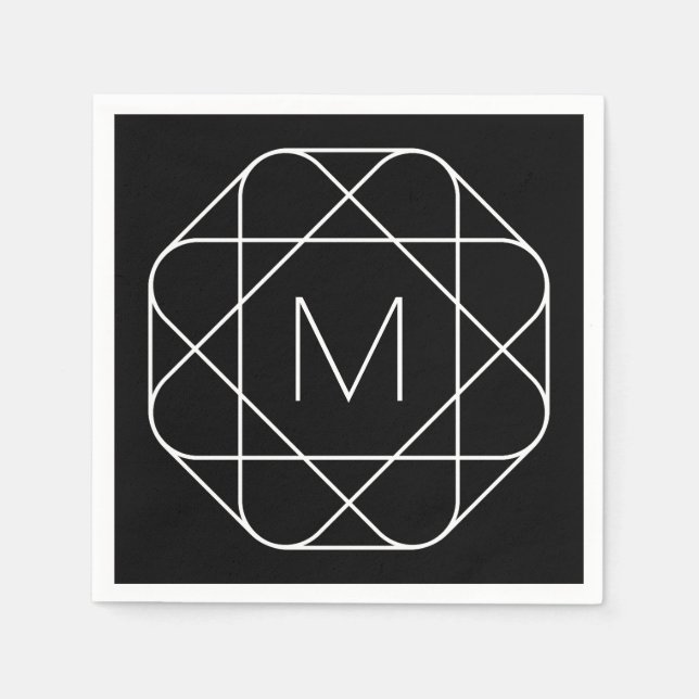 Schwarz-Weiß-Geometrie Serviette (Vorderseite)