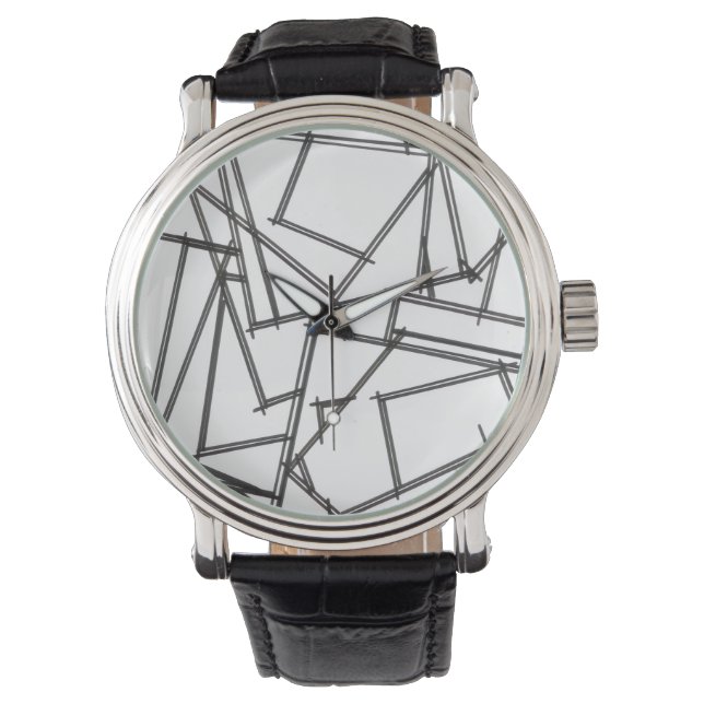 Schwarz-Weiß-Geometrisch Armbanduhr (Vorderseite)