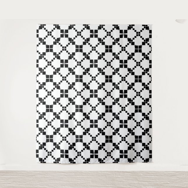Schwarz-Weiß, geometrisch , einfach , modern Wandteppich (Vorderseite)