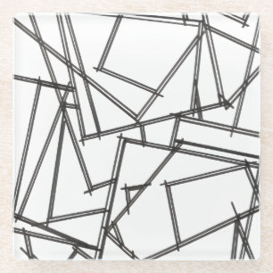 Schwarz-Weiß Geometrisch-Modern Minimalistisch Glasuntersetzer