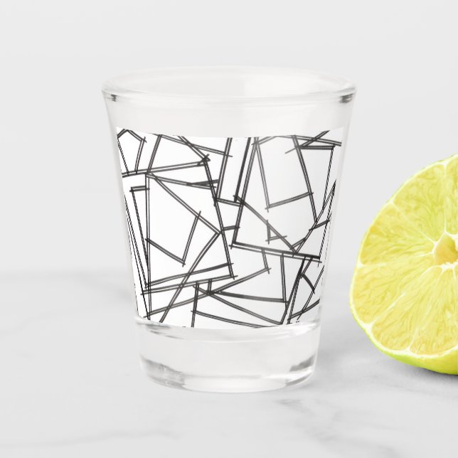 Schwarz-Weiß Geometrisch-Modern Minimalistisch Schnapsglas (Vorderseite)