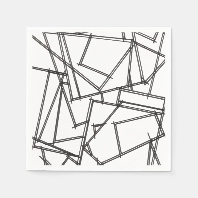 Schwarz-Weiß Geometrisch-Modern Minimalistisch Serviette (Vorderseite)