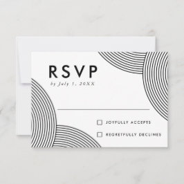 Schwarz-Weiß-Geometrische Swirt-Hochzeit RSVP Karte