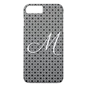 Schwarz-weiß geometrisches Anfangsmonogramm Case-Mate iPhone Hülle