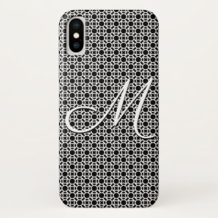 Schwarz-weiß geometrisches Anfangsmonogramm Case-Mate iPhone Hülle