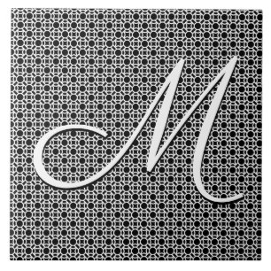 Schwarz-weiß geometrisches Anfangsmonogramm Fliese