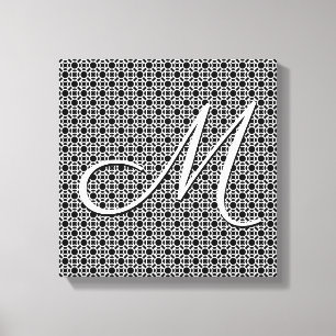 Schwarz-weiß geometrisches Anfangsmonogramm Leinwanddruck