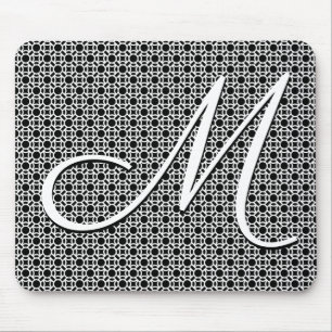 Schwarz-weiß geometrisches Anfangsmonogramm Mousepad