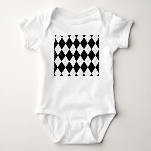 Schwarz-weiß geometrisches Argyle-Muster Baby Strampler