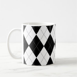 Schwarz-weiß geometrisches Argyle-Muster Kaffeetasse