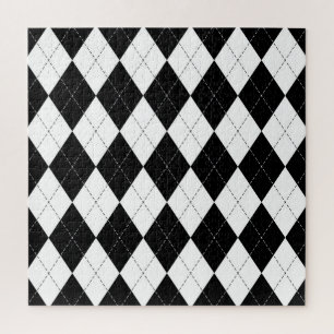 Schwarz-weiß geometrisches Argyle-Muster Puzzle