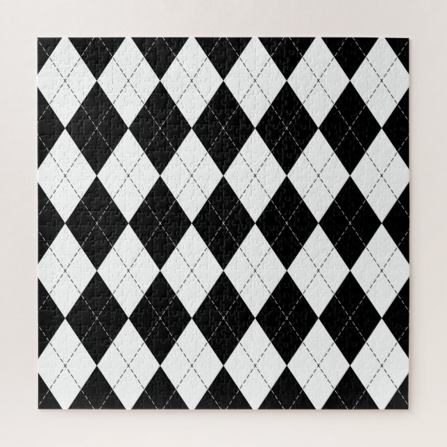 Schwarz-weiß geometrisches Argyle-Muster Puzzle (Vertikal)