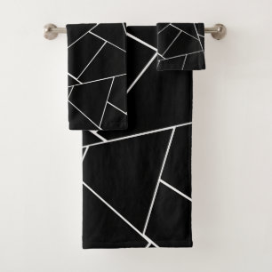Schwarz-weiß Geometrisches Bild #2 #geo #decor Badhandtuch Set