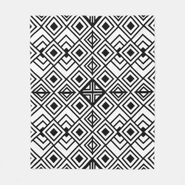 Schwarz-Weiß-Geometrisches Diamantmuster Fleecedecke