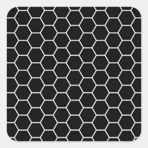 Schwarz-Weiß-Geometrisches Hexagon-Muster Quadratischer Aufkleber