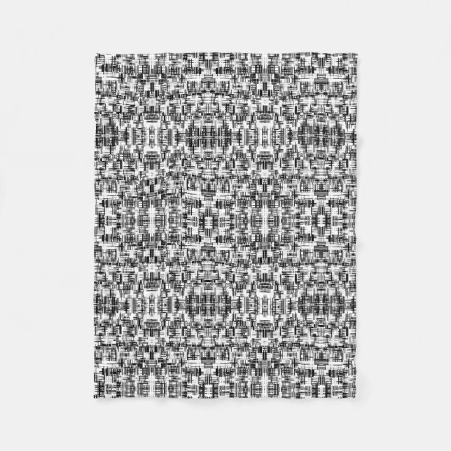 Schwarz-weiß geometrisches Mandala-Muster Fleece-D Fleecedecke (Vorderseite)