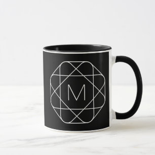 Schwarz-weiß geometrisches Monogramm Tasse
