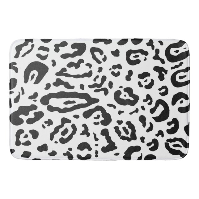 Schwarz-Weiß Gepard Leopard Tierprint Badematte (Vorderseite)
