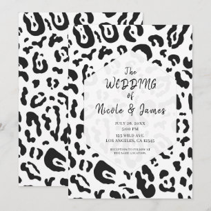 Schwarz-Weiß-Gepard-Leoparden-Chic-Hochzeit Einladung
