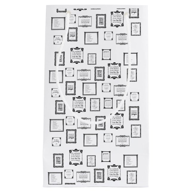 Schwarz-Weiß-Gerahmte Quotes-Mustertasche Kleine Geschenktüte (Vorderseite)