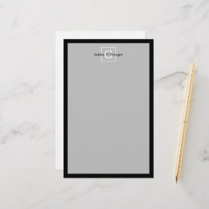 Schwarz-weiß gerahmtes Initialen-Monogramm Briefpapier