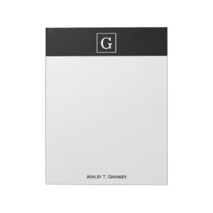 Schwarz-weiß gerahmtes Initialen-Monogramm Notizblock