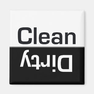 Schwarz-Weiß-Geschirrspüler Sauberes Geschirr Magnet