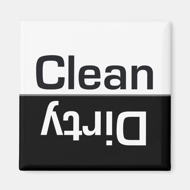 Schwarz-Weiß-Geschirrspüler Sauberes Geschirr Magnet (Vorne)