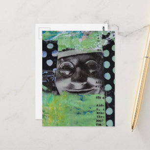 Schwarz-Weiß-Gesicht Postkarte
