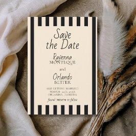 Schwarz-weiß gestreifte Retro-Minimalist-Hochzeit Save The Date