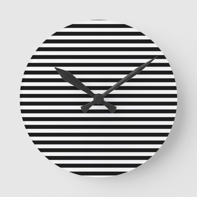 Schwarz & Weiß gestreifte Runde Wanduhr (Vorderseite)