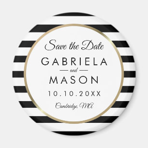 Schwarz-Weiß gestreifter Save-the-Date-Magnet Magnet