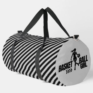 Schwarz-weiß gestreiftes Basketballspieler-Mädchen Duffle Bag
