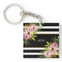 Schwarz-weiß gestreiftes Blumengold Personalisiert