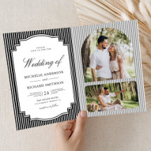 Schwarz-Weiß gestreiftes Foto QR-Code Hochzeit