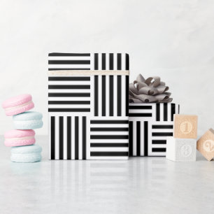 Schwarz-weiß gestreiftes geometrisches Muster Geschenkpapier
