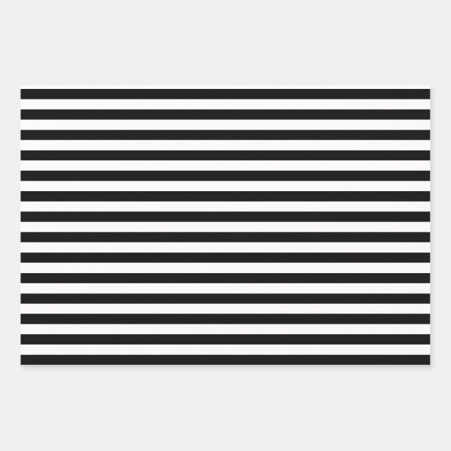 Schwarz & Weiß gestreiftes Geschenkpapier Set (Vorderseite)