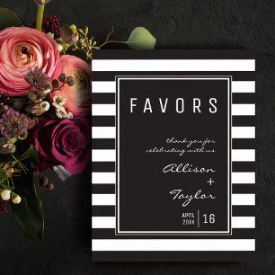 Schwarz-weiß gestreiftes minimalistisches Hochzeit Poster