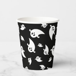 Schwarz-Weiß-Ghost-Muster Halloween Pappbecher