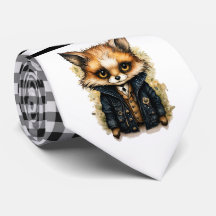 Schwarz/Weiß Gingham Abstrakt Fox Necktie